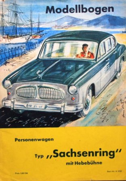 Sachsenring Horch Personalcar "Kranich Bastelbogen" 1959 Carbrochure (8131)